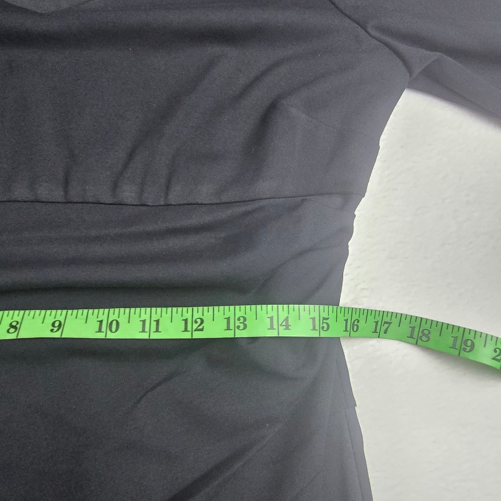 Diane von Furstenberg -744 Bevin Black Ruched V-Neck Sheath Dress Size 14 - Picture 8 of 11